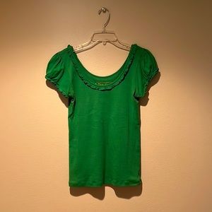 Green Ruffle Sleeve Shirt